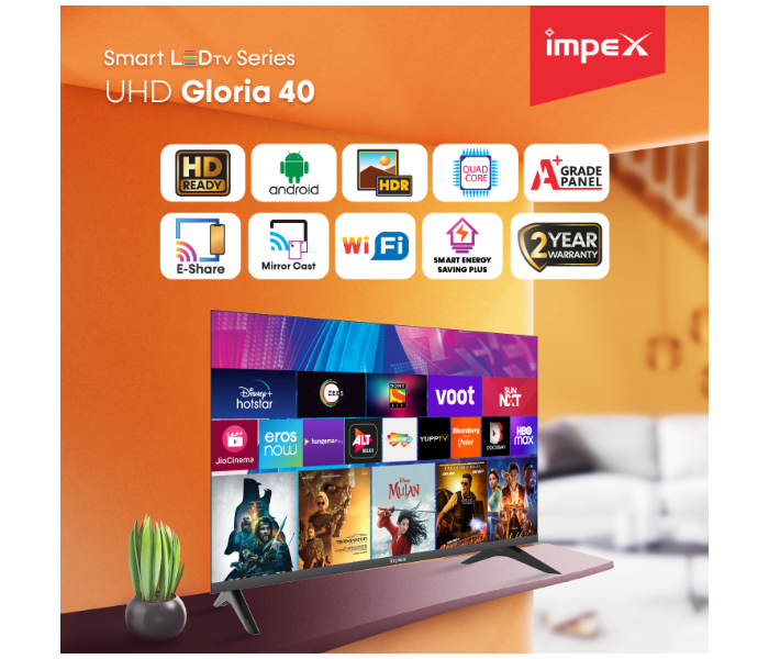 Impex GLORIA 40 SMART 40 Inch LED Smart TV - Black - Zoom Image 2