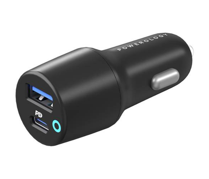 Powerology PCCSR005 PD 20W+QC 18W Dual Port LED Car Charger - Black - Zoom Image 1