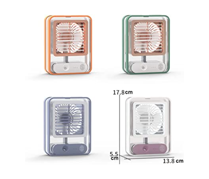 Adjustable Portable Desktop Transparent Spray Light Mini Cooling Fan - White - Zoom Image 2