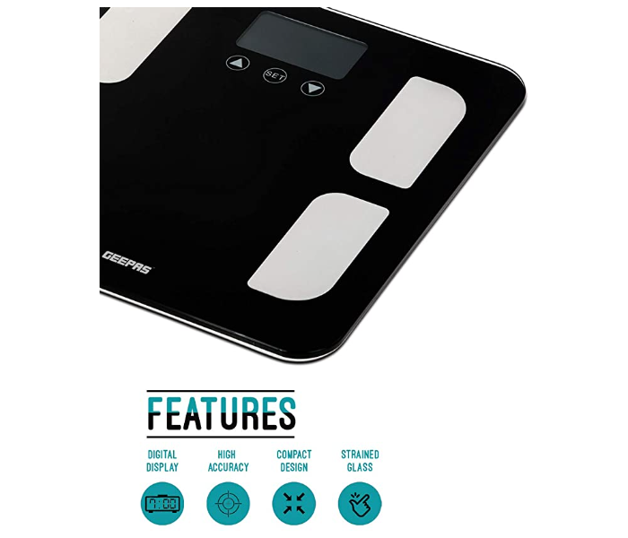 Geepas GBS46505UK Digit Body Fat Weighing Scale - Black - Zoom Image 3