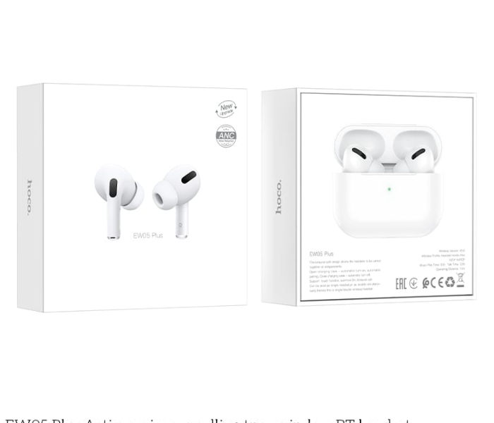 Hoco EW05 400mAh Plus Wireless Earphone white with Charging Case - White - Zoom Image 4