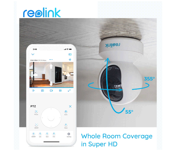 Reolink E1 PRO-WHITE Wifi Home Security Camera - Black and White - Zoom Image 1