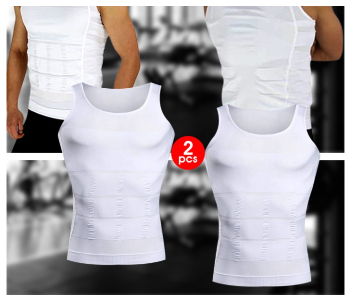 RMN 2 Pieces Combo Large Slim N Lift Slimming Shirt For Men - White - Zoom Image