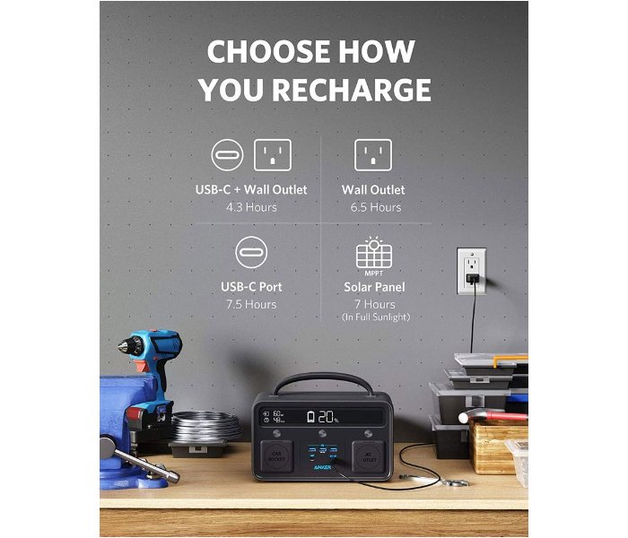 Anker A1730211 PowerHouse II 400 Portable Power Station 388Wh - Black - Zoom Image 7