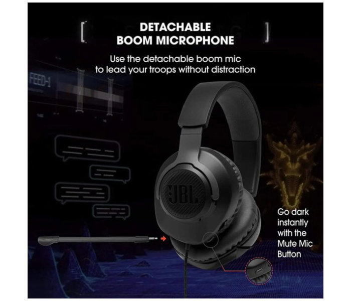 JBL QUANTUM100 Wired Over Ear Headphones - Black - Zoom Image 4