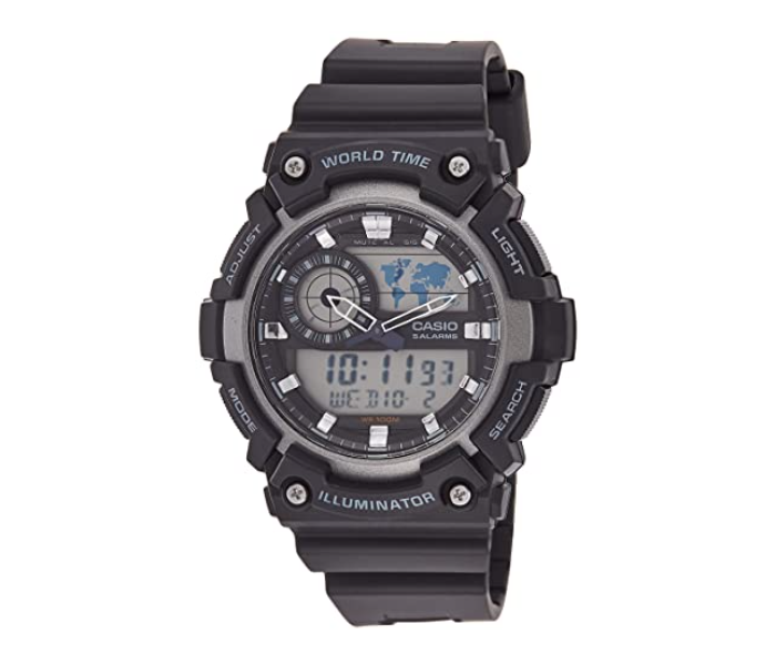 Casio AEQ-200W-1AVDF Youth Combination Analog-Digital Watch for Men - Black - Zoom Image 5