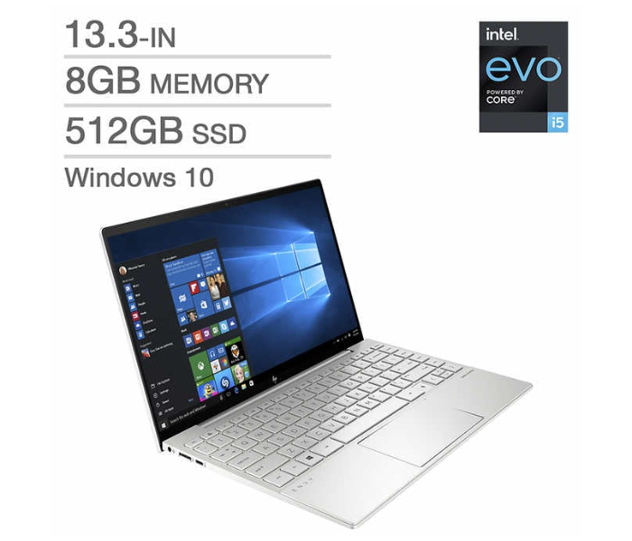 HP 13-BA1001CA - 2L7G7UA Edge to Edge HP Envy 13.3 Inch FHD Intel Core i5-1135G7 Processor 8GB DDR4 RAM 512GB SSD Intel Iris X Graphics Windows 10 Home - Silver - Zoom Image 2