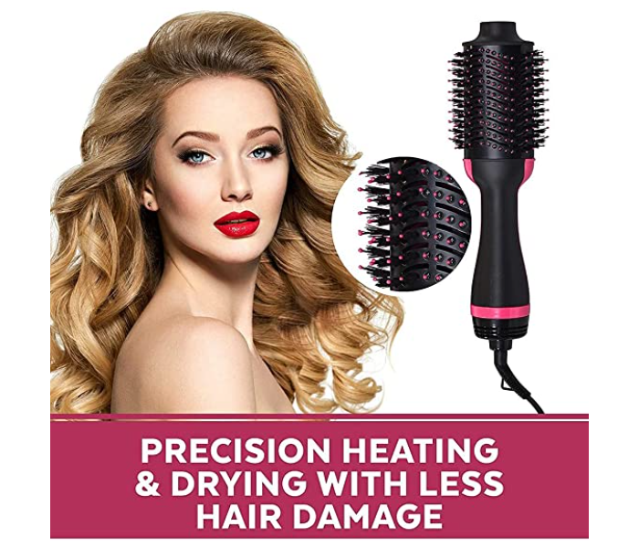 All in 1 Hot Air Brush for Hair Dryer Curler and Straightener for Women - Pink and Black - Zoom Image 7