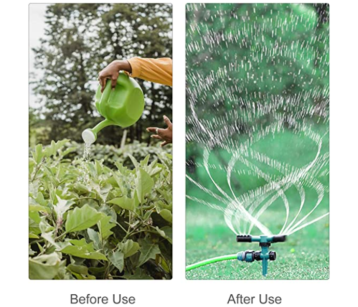 Rotating Garden Sprinkler Gardening Watering System - Black and Green - Zoom Image 6