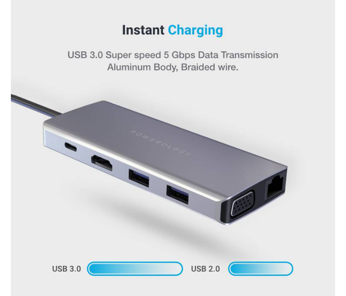 Powerology P11CHBGY 11 in 1 USB C Hub - Grey - Zoom Image 3