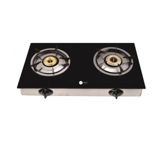 Afra AF-0002GSBK Two Burner Gas Stove - Black and Silver - Zoom Image 1