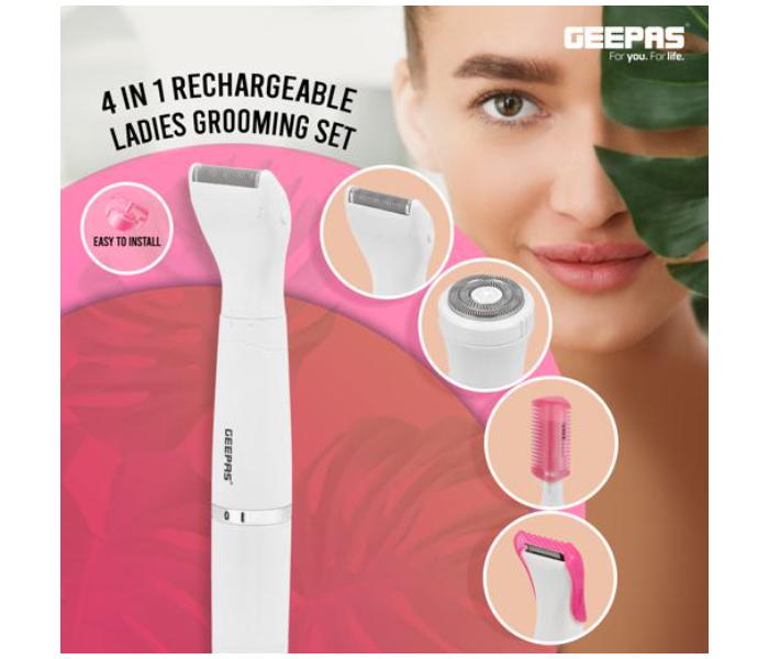 Geepas GLS86058 600 mAh 4-in-1 Rechargeable Ladies Grooming Set - White - Zoom Image 2