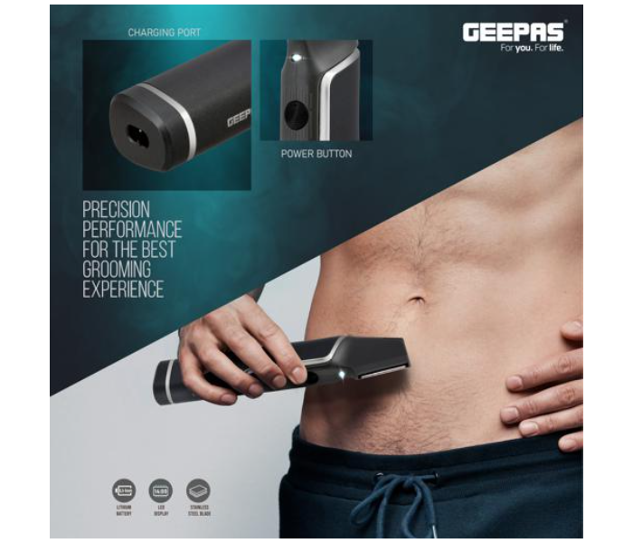 Geepas GTR56037 600mAh Rechargeable Hair Trimmer and Body Groomer - Grey - Zoom Image 3