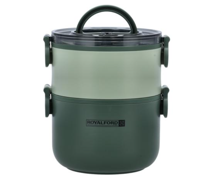 Royalford RF11105 1.6Litre Double Layer Stainless Steel Round Lunch Box - Green - Zoom Image 1