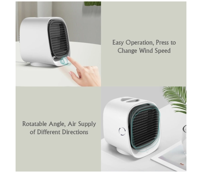 3 Adjustable Wind Speed Personal Portable Desktop Air Cooler - White - Zoom Image 6