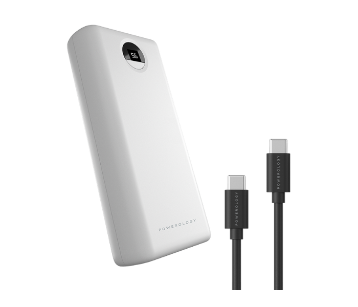 Powerology PPBCHA07-WH 30000mAh Power Bank with Charging Cable - White - Zoom Image 2