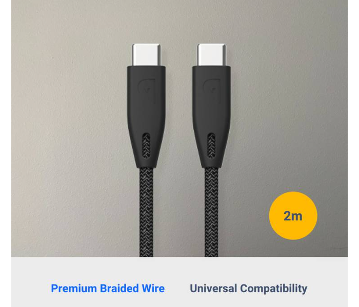 Powerology PBCC2BK Braided USB-C to USB-C Cable - Black - Zoom Image 4