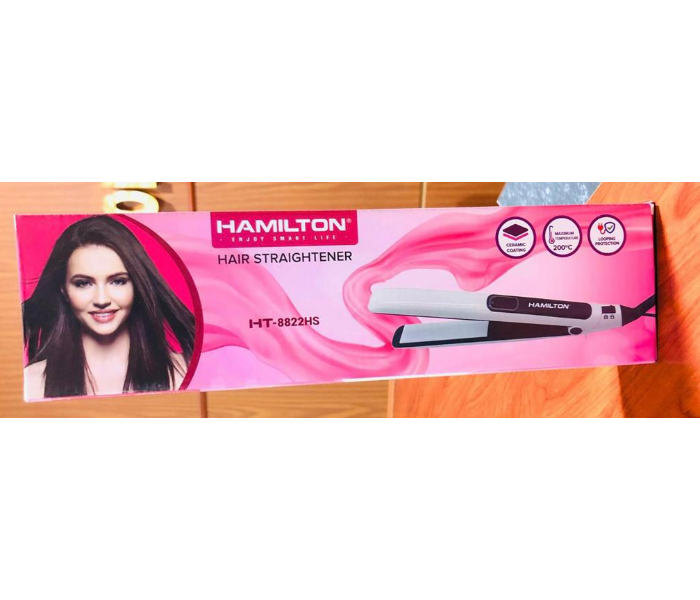 Hamilton HT-8822HS Hair Straightener - Black and White - Zoom Image