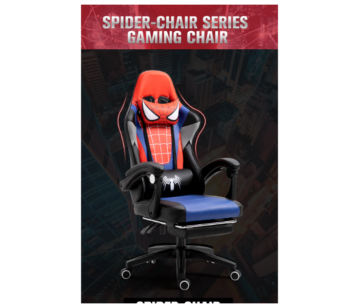 Chaho ZZX-801B Manthon SpiderMan Gaming Chair with Foot Rest - Black - Zoom Image 6