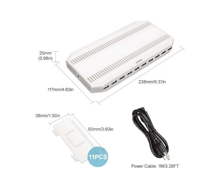 Unitek Y-2172 USB 10-Port Smart Charging Station with Power Adapter - White - Zoom Image 4