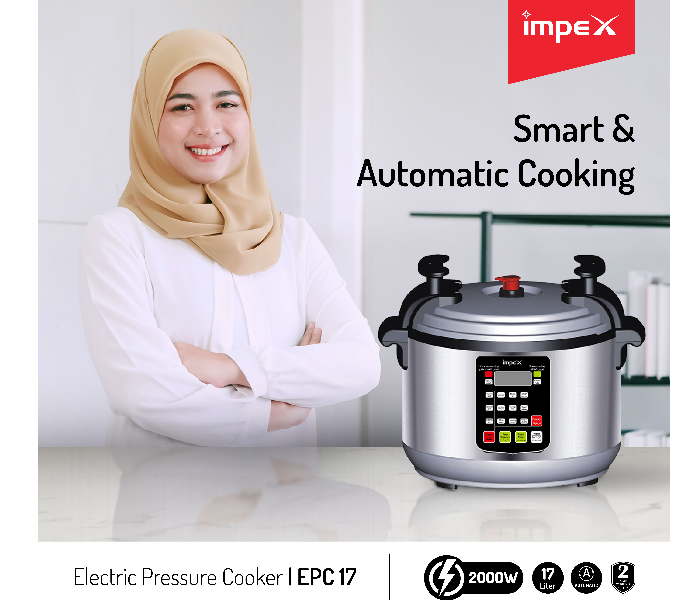 Impex EPC 17 Litre 2000 Watts Electric Cooker - Silver and Black - Zoom Image 3