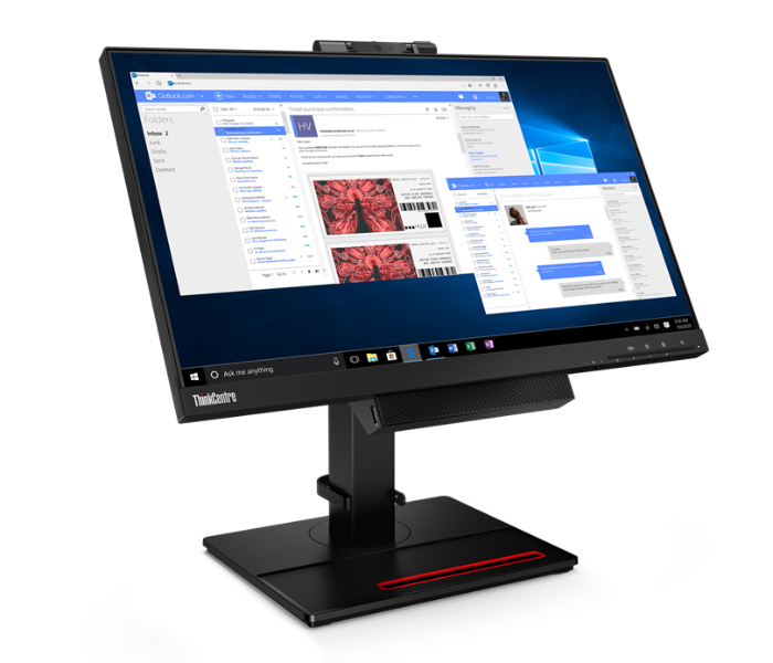 Lenovo 11GSPAT1UK ThinkCentre TIO22 21.5 Inch FHD In-Plane Switiching Monitor 6 ms 3in1 connection High Adjustment Pivot Stand with Integrated Speakers - Black - Zoom Image 2