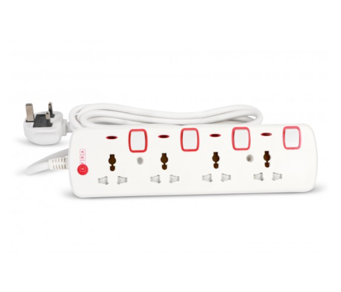 Afra AF-004EXRD 4 Way 3M 4 Universal Sockets Extension Cord - White - Zoom Image 2