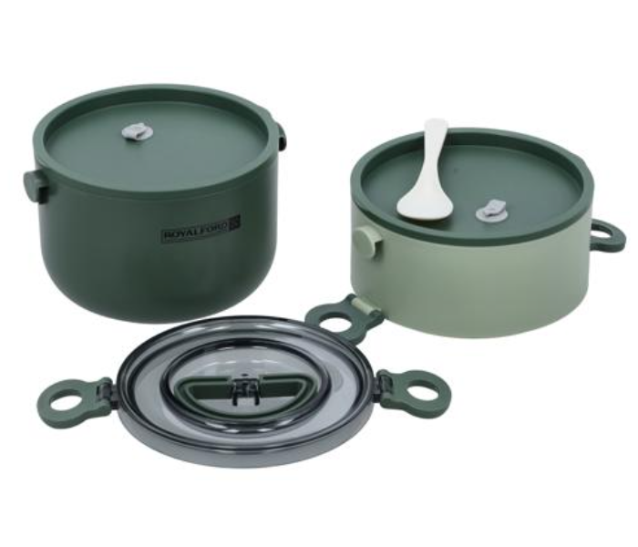 Royalford RF11105 1.6Litre Double Layer Stainless Steel Round Lunch Box - Green - Zoom Image 5