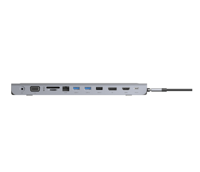 Powerology P11CHBMCGY USB-C Hub 11 in 1 Multi-Port Adapter with Laptop Stand 100W PD Fast Charge -Grey - Zoom Image 3