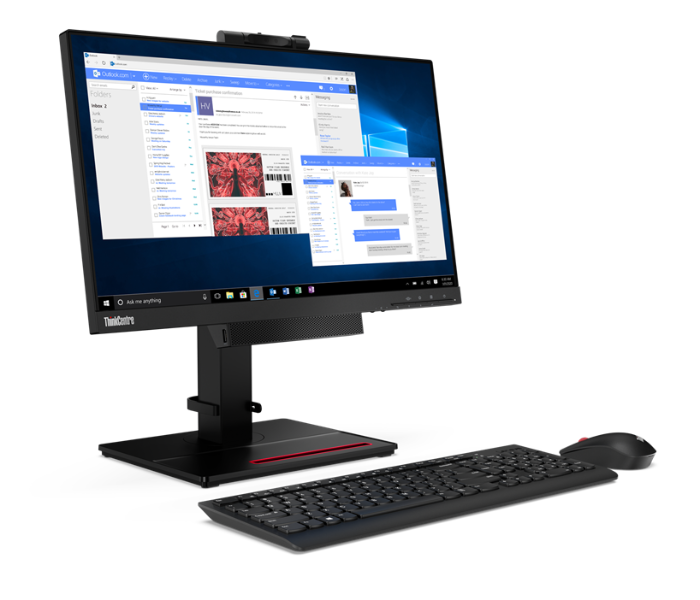 Lenovo 11GSPAT1UK ThinkCentre TIO22 21.5 Inch FHD In-Plane Switiching Monitor 6 ms 3in1 connection High Adjustment Pivot Stand with Integrated Speakers - Black - Zoom Image 1