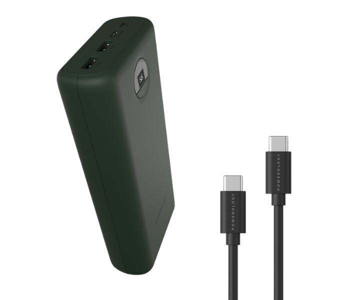 Powerology PPBCHA07-GN 30000mAh Power Bank with Charging Cable - Green - Zoom Image 3