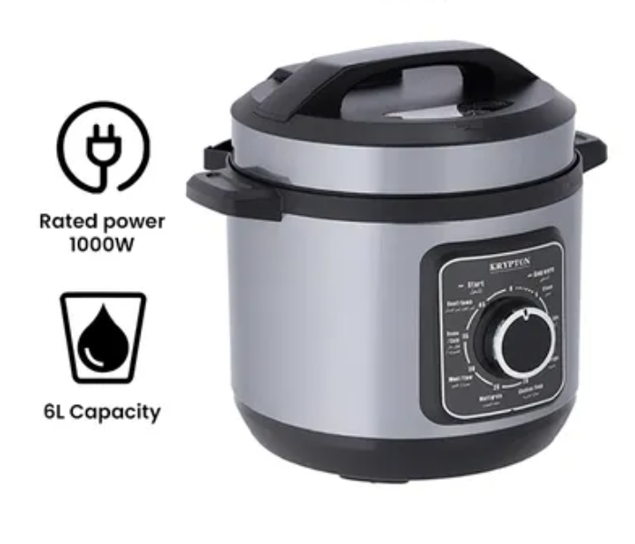 Krypton KNPC6304 6 Litre 1000 Watts Electric Pressure Cooker - Black and Silver - Zoom Image 3