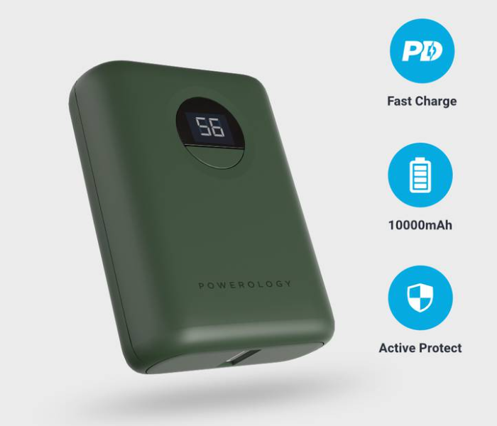 Powerology PPBCHA04-GN 10000mAh Ultra-Compact Design Power Bank - Green - Zoom Image 1