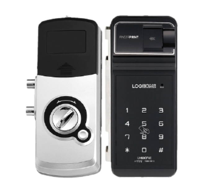 Log home LH600FGC-SN Elegant Design 4 Way Operated Remote Controlled Fingerprint Digital Glass Door Lock - Black and Silver - Zoom Image