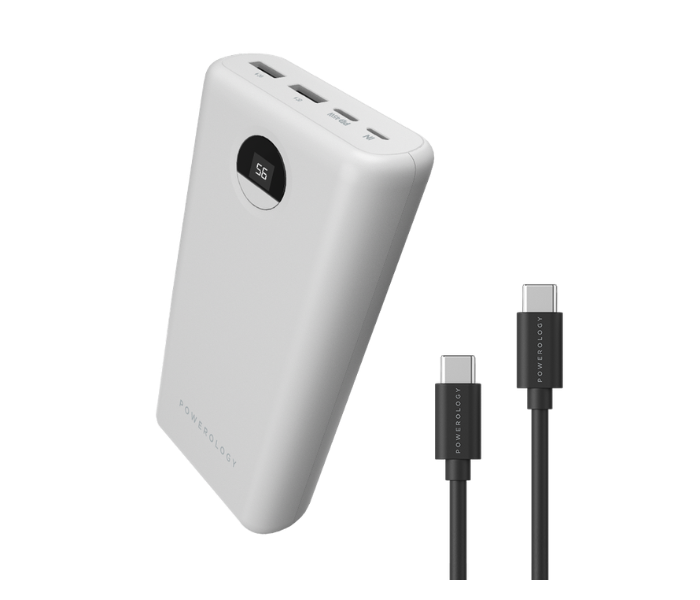 Powerology PPBCHA07-WH 30000mAh Power Bank with Charging Cable - White - Zoom Image 1