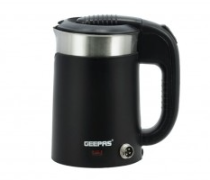 Geepas GK38055 0.5 Litre 1100 Watts 2 In 1 Double Layer Traveller's Kettle - Black and Silver - Zoom Image