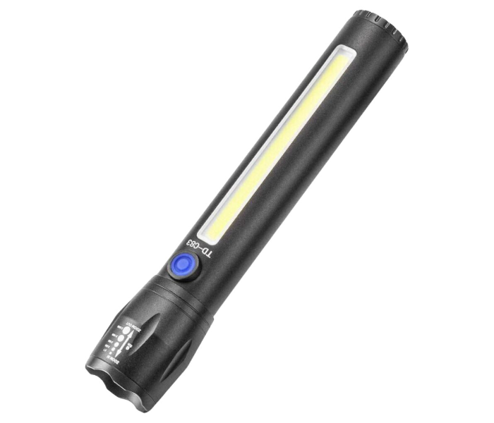 Medium Size Rechargeable Zoomable Flash Light - Black - Zoom Image