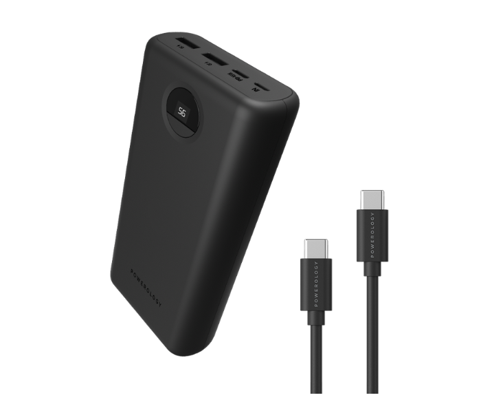 Powerology PPBCHA07-BK 30000mAh Power Bank with Charging Cable - Black - Zoom Image 1