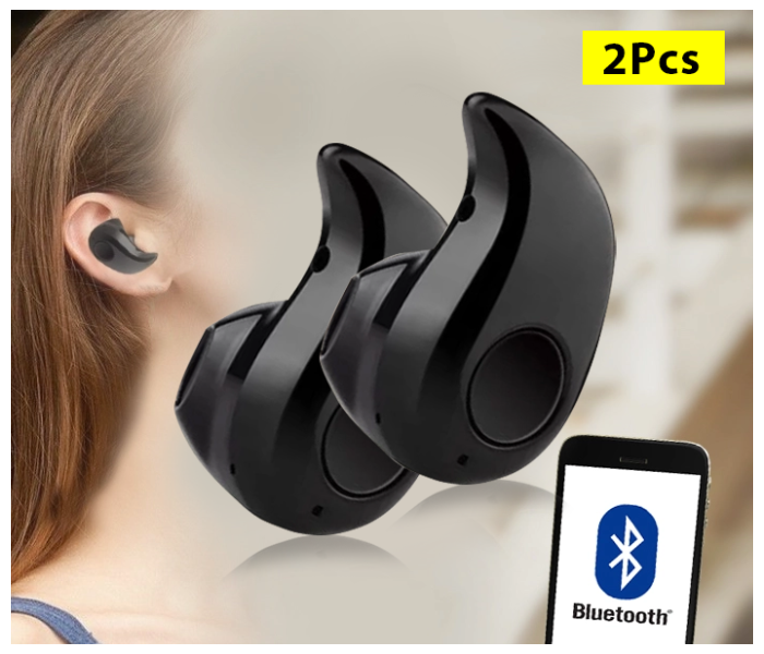 Combo of 2 Piece S530 Mini Invisible Single Bluetooth Headset With Mic - Black - Zoom Image 1