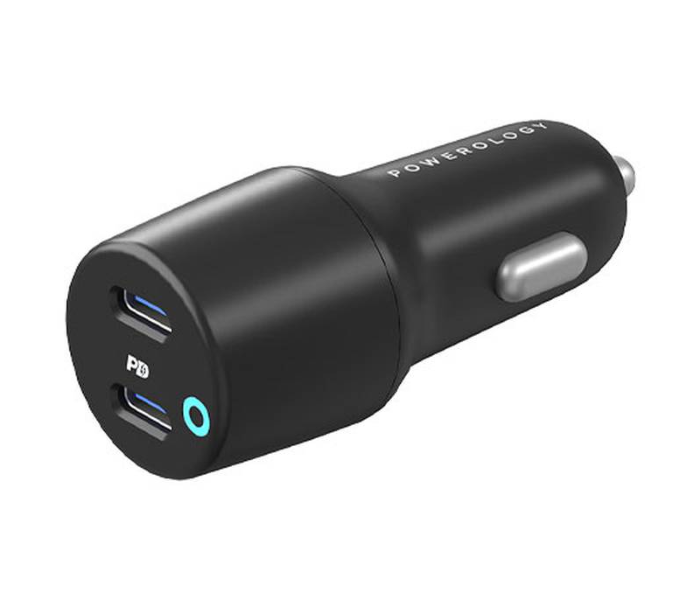 Powerology PCCSR006 PD 45W Dual Port LED Car Charger - Black - Zoom Image 1