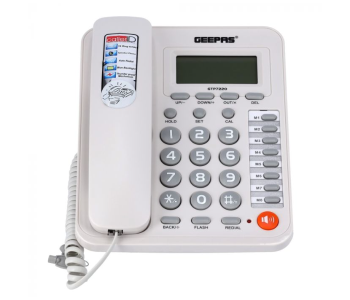 Geepas GTP7220 Executive Telephone With Caller Id - White - Zoom Image 1