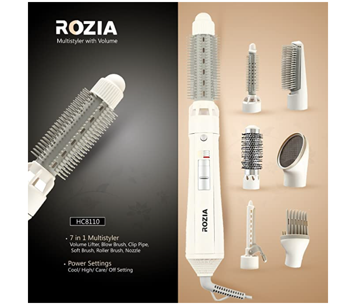 Rozia HC8110 7 In 1 Hair Styler Multistyler For Various Curls and Dryer With 7 Accessories - White - Zoom Image 2