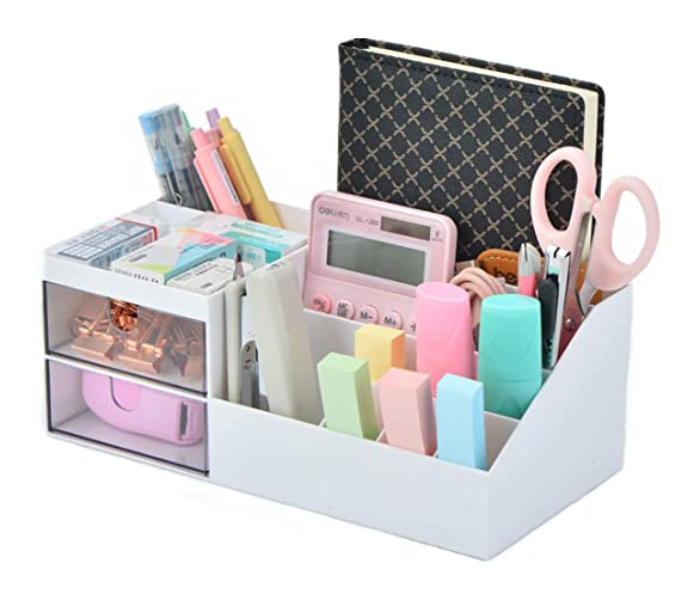 Galaxy Mini Desk Storage Box with Drawer - White - Zoom Image 1