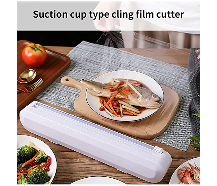 Plastic Food Wrap Dispenser with Slide Cutter Adjustable Cling