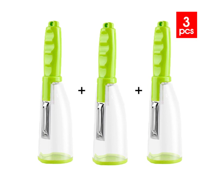 RMN Combo of 3 Pieces Fruit Vegetable Peeler With Rubbish Bin - Green - Zoom Image 6