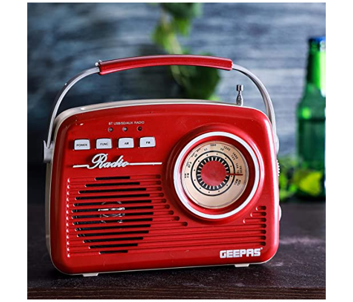 Geepas GR13014 Rechargeable Radio With USB - Red - Zoom Image 1