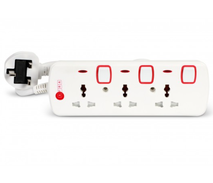 Afra AF-003EXRD 3 Way 3M 3 Universal Sockets Extension Cord - White - Zoom Image 2