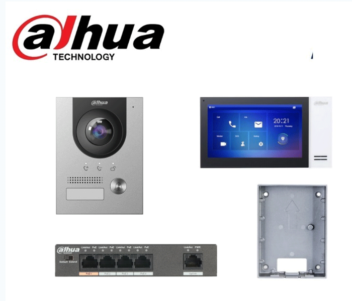 Dahua KTP01 Video Door BellIp Villa Video Intercom Outdoor Station and Indoor Monitor - Black and Grey - Zoom Image 1