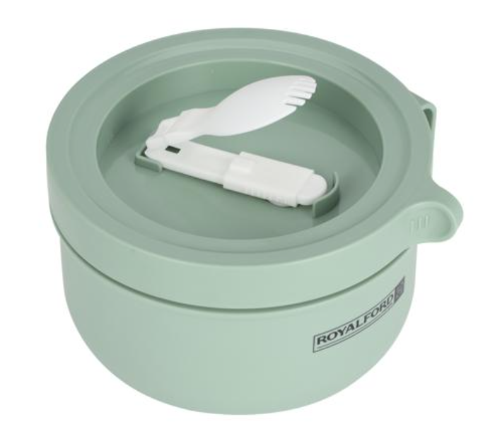 Royalford RF11103 850ML Stainless Steel Round Lunch Box - Green - Zoom Image 6