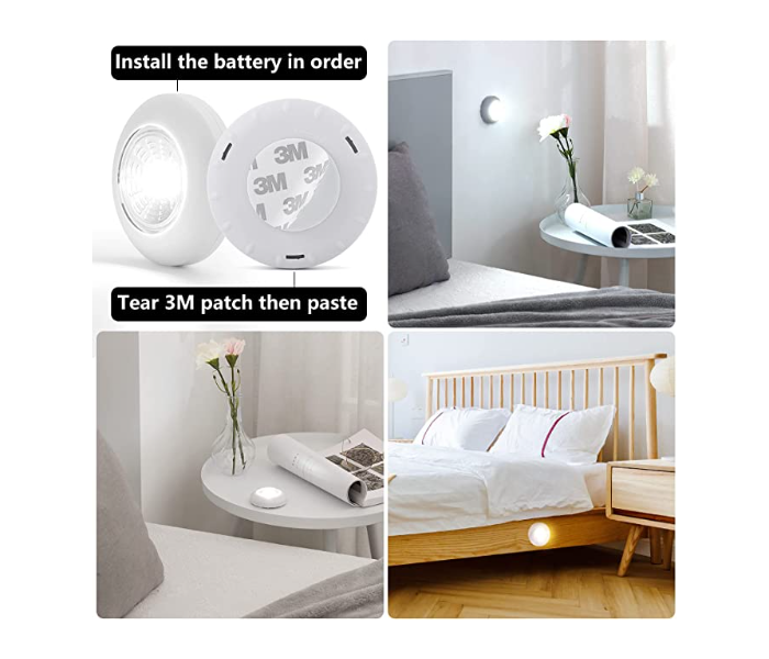 Pack of 2 LED Battery Powered Wireless Night Lamp Light Stick - White - Zoom Image 4